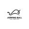 Abstract Jumping Bull Line Art Vector on White Background