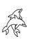Abstract jumping dolphins line art icon simple and modern