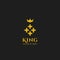 Abstract king logo with gold crown and royal pattern icon symbol premium elegant style