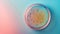 Abstract laboratory concept with Petri dishes containing glowing bacterial colonies with a pastel iridescent effect