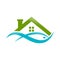Abstract Lake House Watery Fish Green Logo Symbol Design