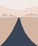 Abstract landscape background. Silhouette of mountains, sky and road geometric composition. Poster of landscape in beige