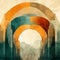 Abstract Landscape Illustration With Archway: Neoclassicism Meets Nature