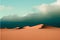 Abstract landscape with orange soil and green clouds. Generative AI