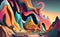 Abstract landscape with swirling colors and organic shapes, Generative AI
