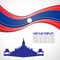 Abstract Laos flag wave and Pha That Luang, Vientiane