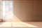 Abstract large beige room wall with interesting sunlight shadow from window. Template