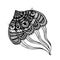 Abstract large jellyfish. vector. isolate. Black and white