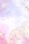 Abstract lavender liquid watercolor background with gold floral decoration elements. Pastel pink violet marble alcohol