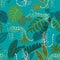 Abstract leopard pattern with tropical leaves. Vector seamless texture. Trendy Illustration.