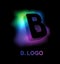 Abstract letter B. Creative glow pattern 3D logo corporate style of the company or brand name B. Black letter abstract, multicolor