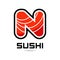 Abstract Letter N sushi vector logo design template.