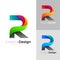 Abstract letter R logo with colorful design template