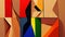 Abstract lgbt painting. Abstract bright color painting in cubism style. Associative painting. Digital illustration based