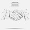 Abstract line and point agreement handshake business concept. Polygonal point line geometric design.