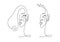 Abstract linear male and female portrait. Modern hand drawing, female face, continuous line, minimalistic design for