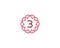 Abstract linear number 3 logo icon design modern minimal style illustration. Premium digit round wreath frame line emblem sign