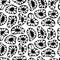 abstract lino cut seamless pattern design. Flowers, spots, cells