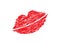 Abstract lips from red lines. Kiss imprint with passionate glamorous smile made from strokes