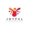 Abstract liquid of jumping joyful person human logo icon vector template