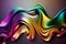 Abstract liquid metal background. Colorful rainbow wavy folds. Metal effect trendy background