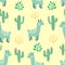 Abstract Llamas And Cactus Pattern, Desert Icons Pattern, Vector Illustration EPS 10.