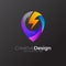 Abstract Location logo and thunder design illustration, Technology