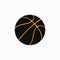 Abstract looking black basketball with orange patterns