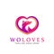 Abstract Love Wolf Head Company Modern Logos Design Vector Illustration Template