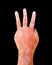 Abstract Low Poly Hand Sign, Number Three Hand Gesture Symbol, Triangular Vector Illustration