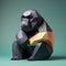 Abstract Low Polygon Gorilla Sculpture With Playful Origami Design