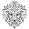 Abstract Low Polygon Lion Head Black And White Vector Illustration