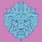 Abstract Low Polygon Lion Head Light Blue And Pink Color Vector Illustration