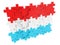 Abstract Luxembourg flag from puzzle pieces on white