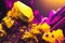 Abstract magenta and yellow colorful Mineral Structures with dust
