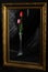 Abstract Magic. Tulip flowers in dark room reflecting in mirror