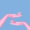 Abstract Mannequin Open Pink Hand in Duotone Style. 3d Rendering