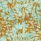 Abstract marbled fluid paint texture vector seamless pattern background. Pastel teal and rusty orange backdrop of