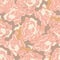 Abstract marbling fluid paint texture vector seamless pattern background. Pink gold backdrop of streaking, swirling