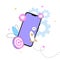 Abstract Marketing Illustration. Purple phone, target, likes, comments