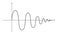 Abstract mathematical graph of the sine. Black color wavy curve on white background. Vector wavelength sine wave signal