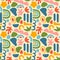 Abstract matisse inspired seamless pattern with colorful freehand doodles