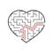 Abstract maze heart. Valentine day. Game for kids. Puzzle for children. One entrance, one exit. Labyrinth conundrum. Flat vector