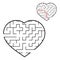 Abstract maze heart. Valentine day. Game for kids. Puzzle for children. One entrance, one exit. Labyrinth conundrum. Flat vector i