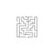Abstract maze. Labyrinths in shape of square. Modern design of mystery pattern for business, decoration, logo. Vector illustration