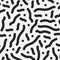 Abstract memphis black wavy pattern with geometric ornamental on white