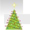Abstract Merry Christmas Tree with Red Garlands