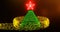 Abstract mesh christmas tree with golden swirling particles