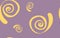 Abstract minimal banner in retro style. Muted yellow spirals on purple background.