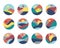 Abstract minimal colorful landscape, hills, river and mountain circle icons set on white